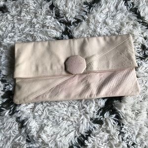 Vtg Light Pink Minimal Leather Clutch